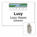 Classic Side Loading Rigid Vinyl Name Tag Holder w/ Clip Attachment (4"x3")